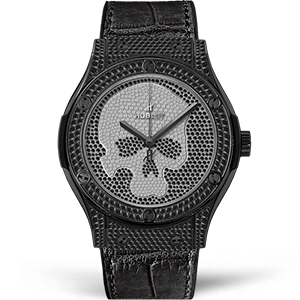 Копия часов Hublot Classic Fusion 45 Skull Black Full Pavé 511.ND.9100.LR.1700.SKULL Арт.HB-0953
