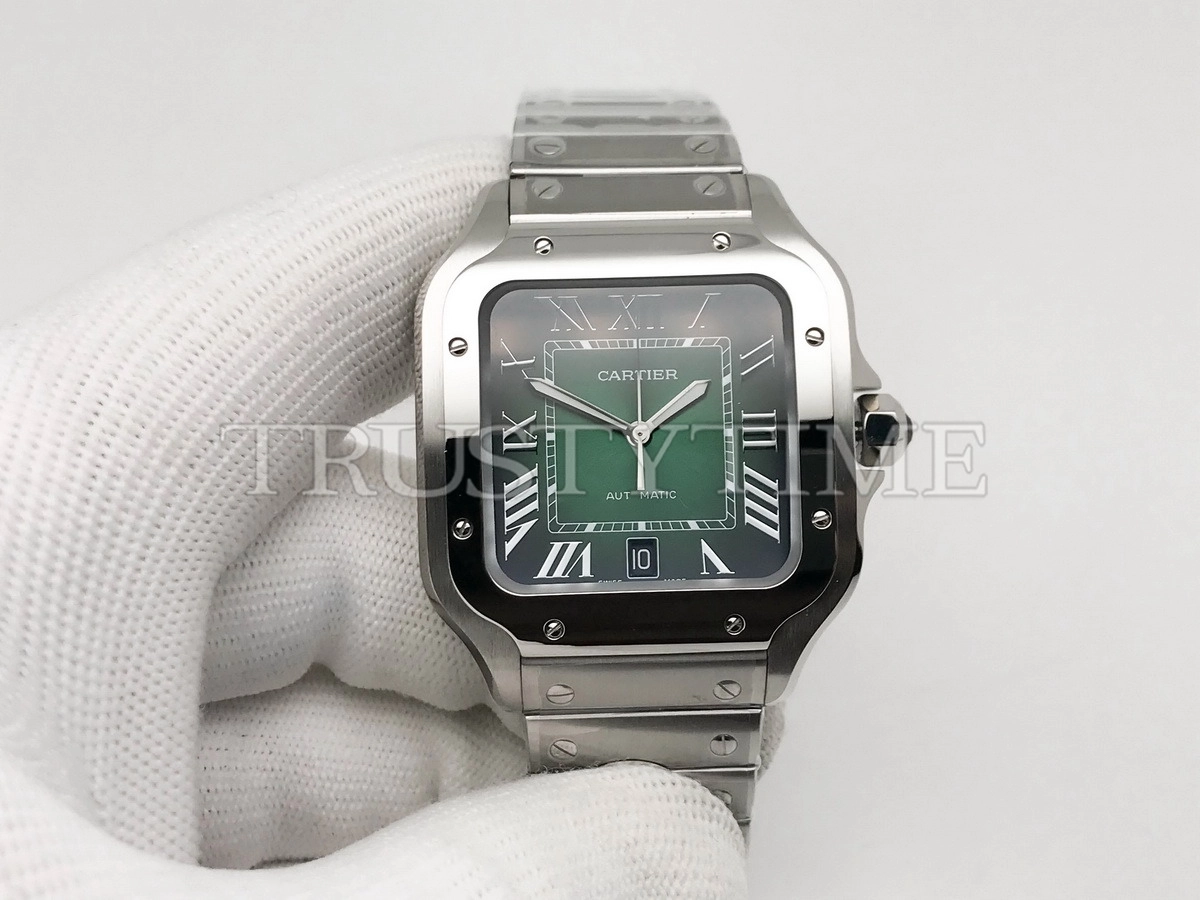 Копия часов Cartier Santos De Cartier Smoky Green WSSA0062 Арт.CR-0900
