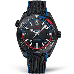 Копия часов Omega Seamaster Planet Ocean 600m Co‑Axial Master Chronometer GMT "ETNZ" Deep Black 45,5mm 215.92.46.22.01.004 Арт.OM-0649