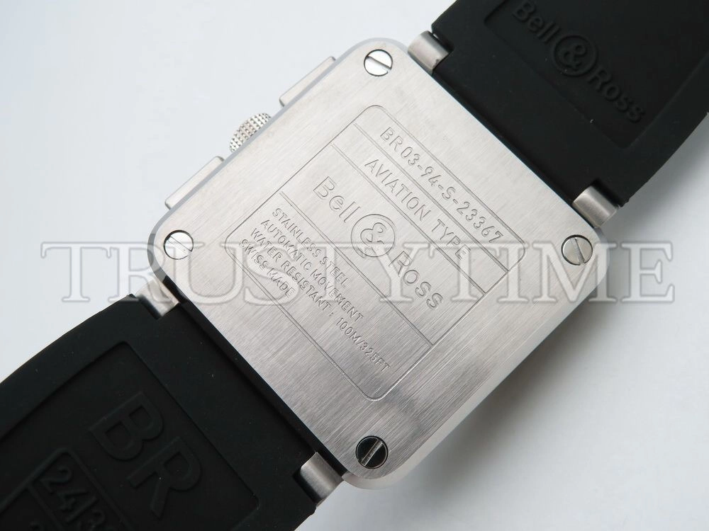Копия часов Bell & Ross BR 03-94 Steel Chronograph BR0394-BL-SI/SCA Арт.BR-0256