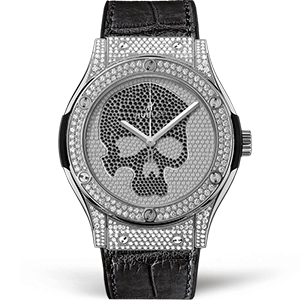 Копия часов Hublot Classic Fusion Skull Titanium Full Pave 45mm 511.NX.9000.LR.1704.SKULL Арт.HB-1176