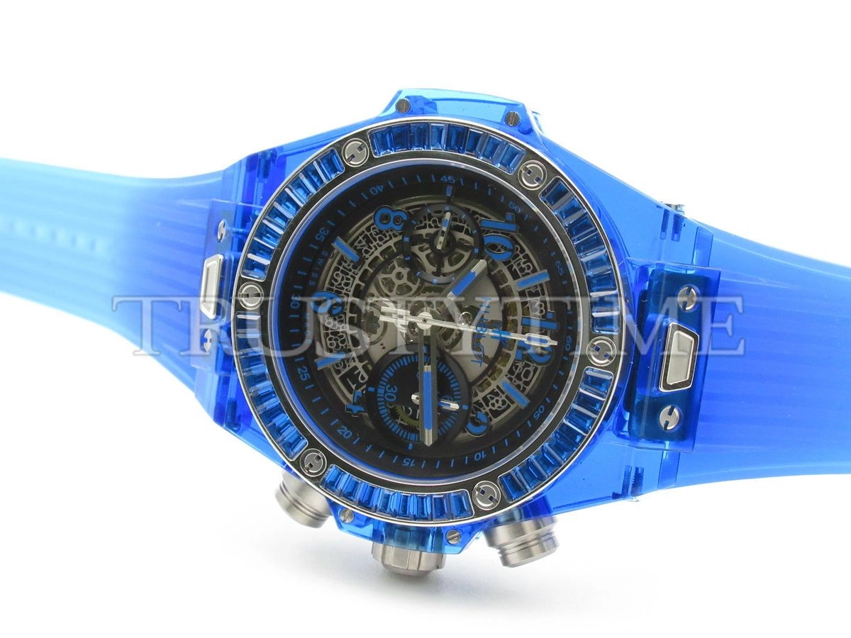 Копия часов Hublot Big Bang Unico Blue Sapphire Baguettes 45mm 411.JL.4809.RT.1901 Арт.HB-0437