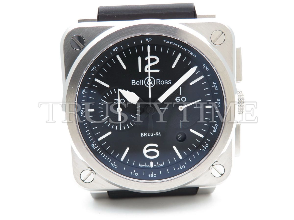Копия часов Bell & Ross BR 03-94 Steel Chronograph BR0394-BL-SI/SCA Арт.BR-0256