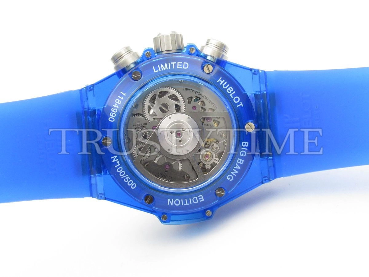Копия часов Hublot Big Bang Unico Blue Sapphire Baguettes 45mm 411.JL.4809.RT.1901 Арт.HB-0437