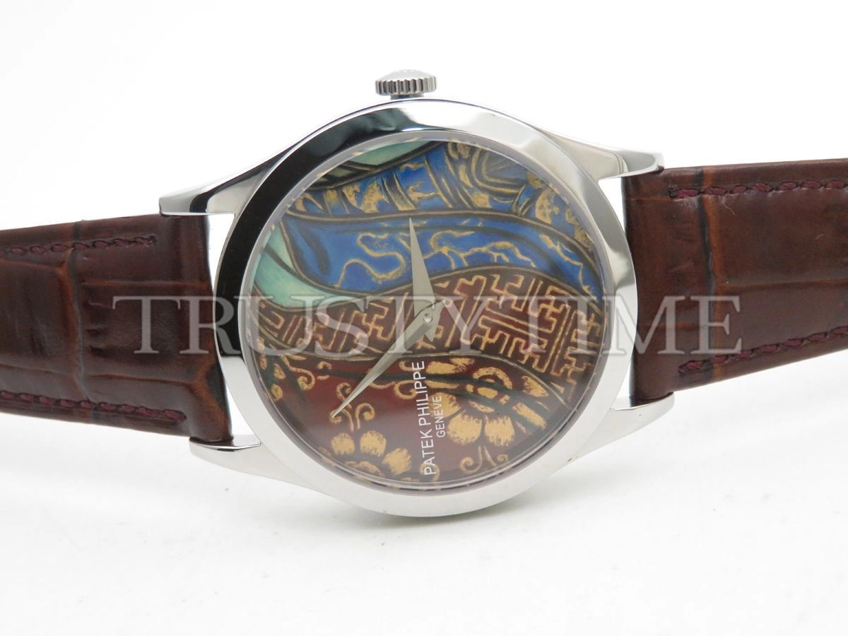 Копия часов Patek Philippe Calatrava Bhutan Textiles 38mm 5077P-102 Арт.PP-0664