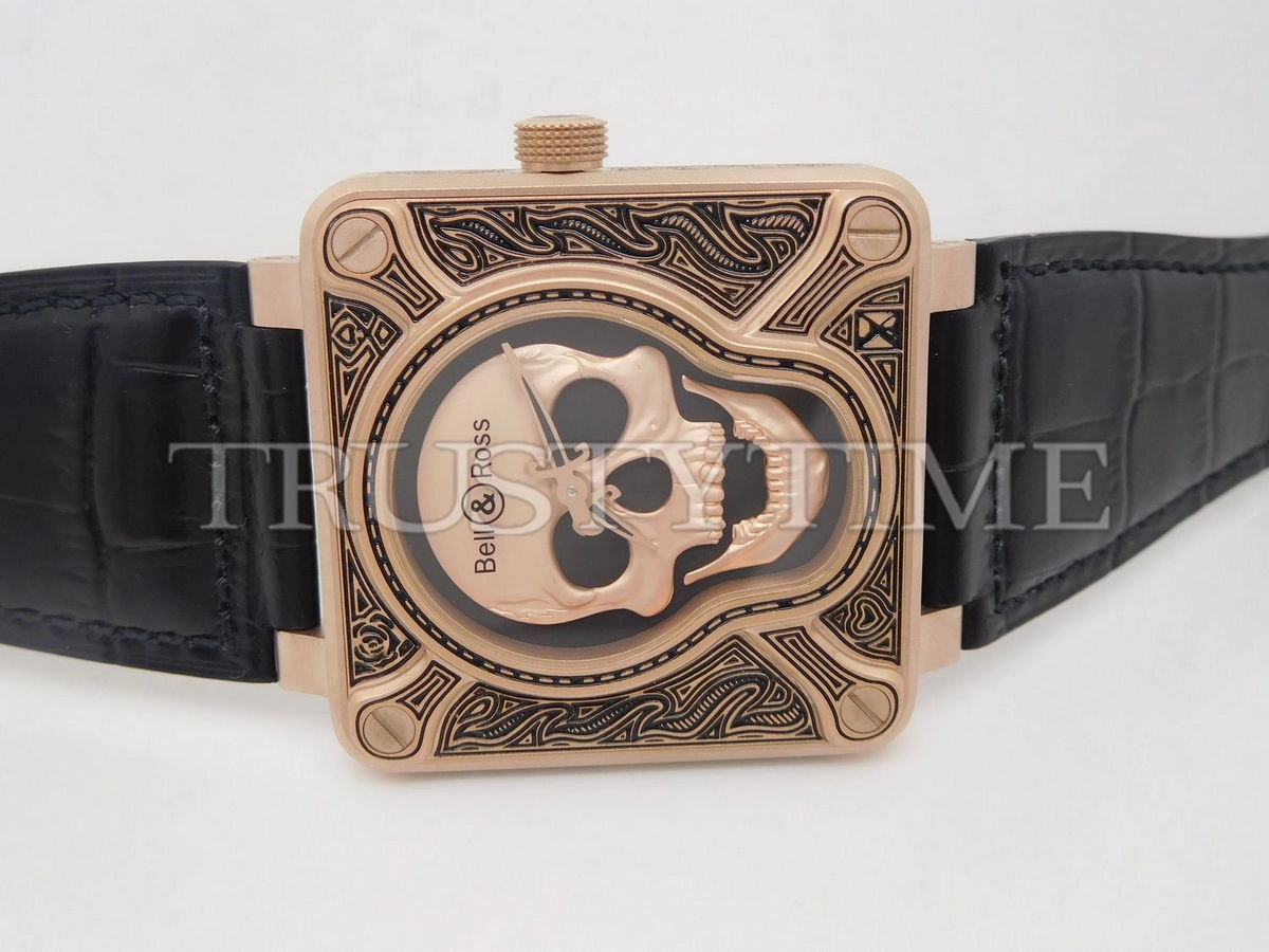 Копия часов Bell & Ross BR 01 Skull Burning BR0192-BURNSK-BR Арт.BR-0196