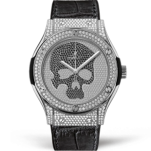 Копия часов Hublot Classic Fusion 45 Skull Full Pavé 511.NX.9000.LR.1704.SKULL Арт.HB-0952